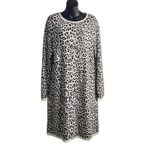Tessamina Sweater Dress Women's Black White Animal Print Longsleeve Size Medium